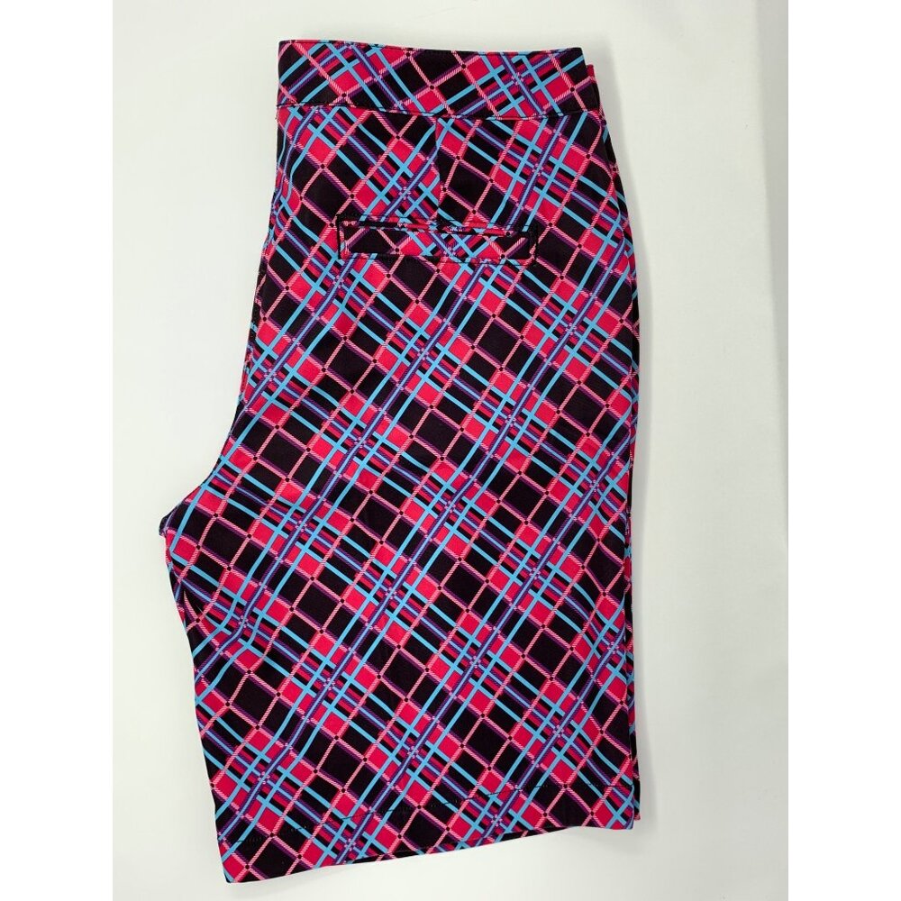 PGA Tour Pink and Black Plaid Bermuda Women's Golf‎ Shorts Size 10 - Picture 5 of 8
